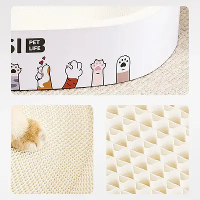 2-in-1 Cat Scratcher Board with Nest, Round Corrugated Cardboard - 5