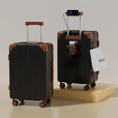 Silent universal wheeled new style double suitcase, 20 inch carry-on luggage, large capacity wheeled bag, coded 26 inch wedding suitcase. - 12