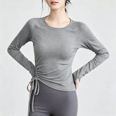 Women's yoga long sleeve top elastic breathable - 7