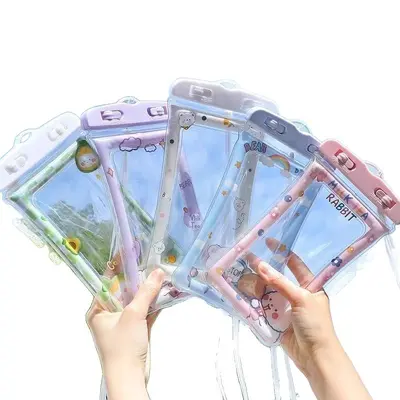 Inflatable waterproof phone pouch with touchscreen for swimming and diving