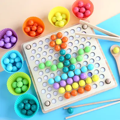 2-in-1 Perlen-Greifspiel, Lernspielzeug zur Konzentrationsförderung für Kinder