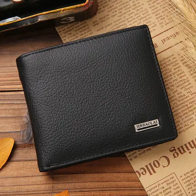 JINBAOLAI Short Men's Wallet Genuine Leather with Coin Pocket - 3