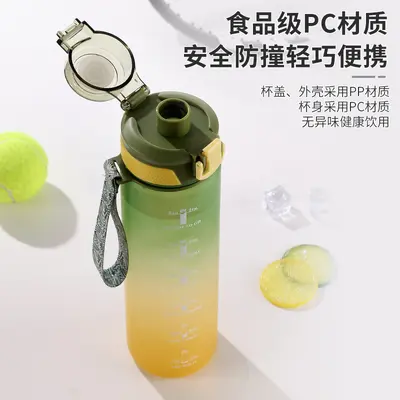 1-Liter-Sportwasserflasche aus Kunststoff mit Verlauf und Ein-Klick-Deckel