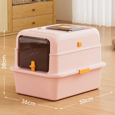 Stainless Steel Enclosed Cat Litter Box, Extra Large, Removable - 7