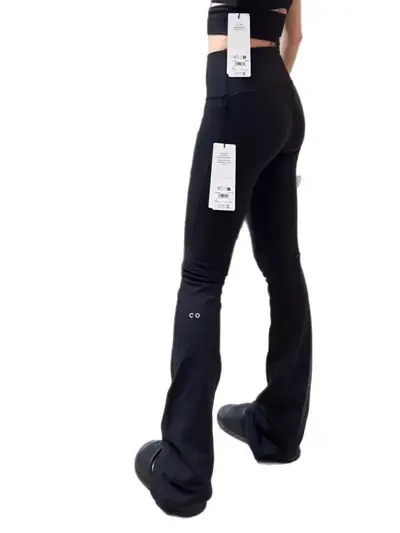 AL High-Waisted Flared Yoga Pants, Reflective Letter Print, Butt-Lifting - 5