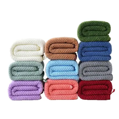 Sınır ötesi plaj havlusu mercan polar büyük banyo havlusu havlu seti eğik dokunmuş ananas desenli sarılı havlu saf renk havlu toptan logo - 5