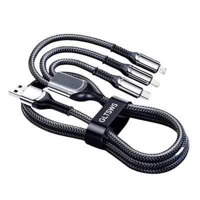 Shunwangshun 240W 3-in-1 Braided Data Cable Super Fast Charging for Apple Huawei 1-to-3 6A Charging Cable