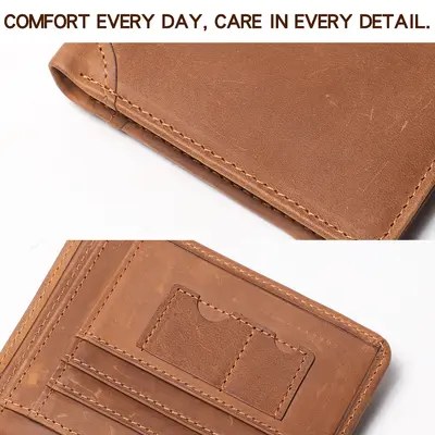 Men's Genuine Leather Wallet, Crazy Horse Leather, Multi-Card Slots - 3
