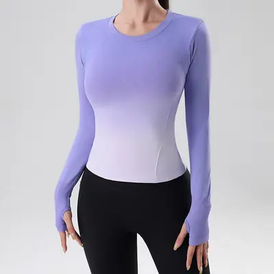 Gradient Yoga Top, Long Sleeve, Quick-Dry - 8