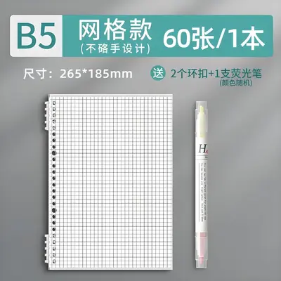 B5 Loose-Leaf Notebook with Removable Cover, A5 Refill Paper - 10