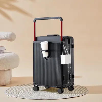 Wide Trolley Suitcase 24 Inch Silent Wheels Aluminum Frame Boarding Case - 7
