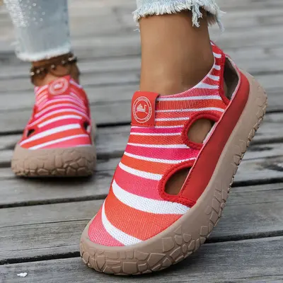Damen-Sommerschuhe, Ausschnitte, leicht, Slip-on-Flyknit - 8