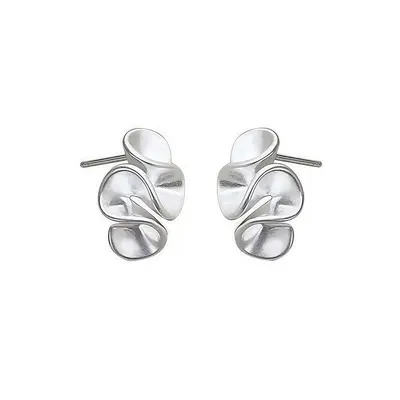 S925 Sterling Silver Matte Flower Earrings, Elegant Women's Jewelry
