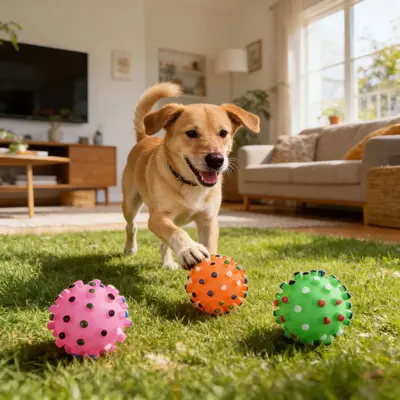 Factory Direct Squeaky Spiky Ball Pet Toy, Durable Chew Toy for Dogs, Interactive Teething and Dental Health Ball Toy for Dogs