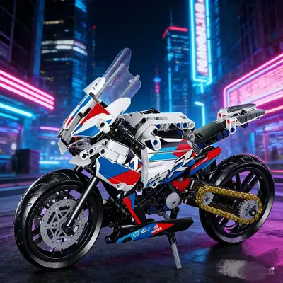 Baoma Motorcycle Building Block Mechanical Model Set, Kids Motorcycle Toy