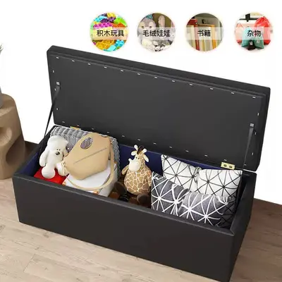 Home Shoe Changing Stool with Storage, Rectangular Entryway Bench