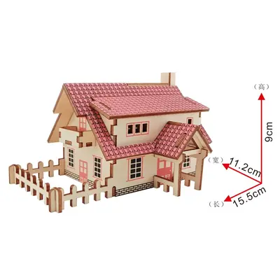 Ahşap 3D Stereo Puzzle Küçük Ev, Çocuklar için El Yapımı DIY Montaj - 8