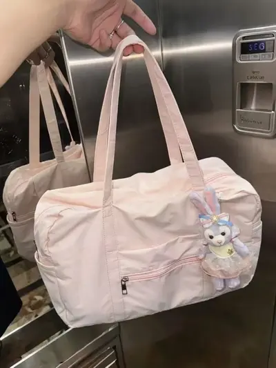 Pembe tote çanta, büyük kapasiteli, seyahat - 1