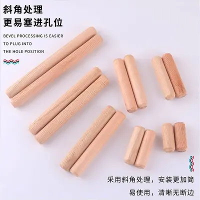 Solid Eucalyptus Wood Dowel 8x40 mm with M6 Three-Way Connector - 4
