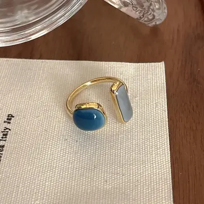 Smaragd-Ring, minimalistisches Design, japanischer Stil - 8