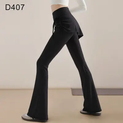 Plus Size Faux Two-Piece Flared Yoga Pants, High Waist, Women - 7