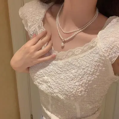 Inci Çift Katmanlı Kolye Çıkık Zinciri Choker Kadın - 4