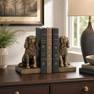 Cute Puppy Resin Statue Bookend Ornament