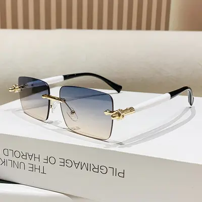 Frameless Sunglasses, Gradient Two-Tone Frame, Unisex - 9