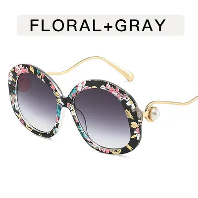 Round Frame Gradient Sunglasses, Pearl-Embellished Women's Party Sunglasses - 9