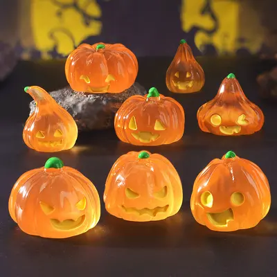 Cadılar Bayramı LED balkabağı figürü, minyatür dekorasyon, DIY aksesuar