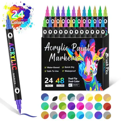 Acryl-Markerstift-Set mit 72 Farben und Doppelspitze - 8