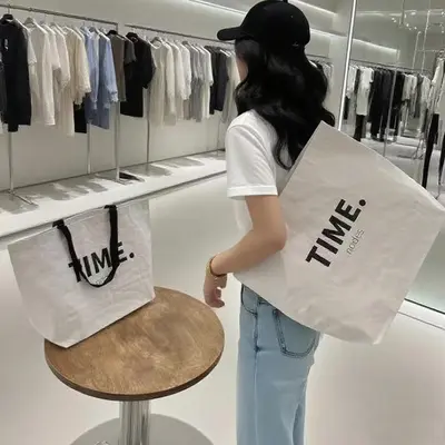 Cremeweiße gewebte Messetasche, extra groß, Logo auf Wunsch - 10
