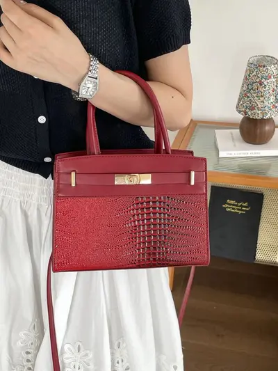 Kadın Renk Bloklu Küçük Kare Omuz ve Çapraz Askılı Çanta - 6