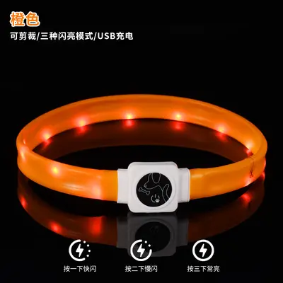 LED Pet Light-Up Collar, TYPE-C Rechargeable Silicone, USB Flashing Dog Collar - 9