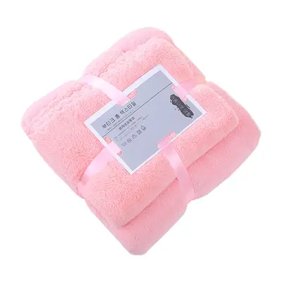 Mercan kadife banyo havlusu emici hızlı kuruyan iki parçalı set - 6