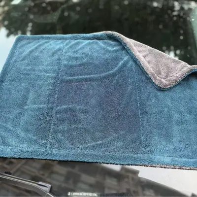 Double-Layer Peacock Blue Braided Car Wash Towel, Highly Absorbent and Lint-Free
