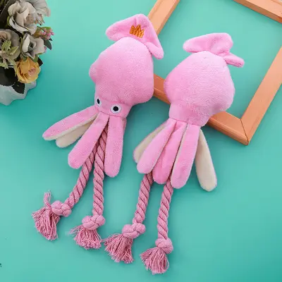 Squeaky Cotton Rope Octopus Dog Toy, Chew-Resistant