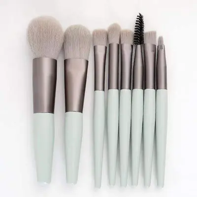 8 parçalı mini makyaj fırça seti, taşınabilir çanta, makaron makyaj fırça seti, göz farı fırçası, yumuşak kıllı allık fırçası, dudak fırçası - 11