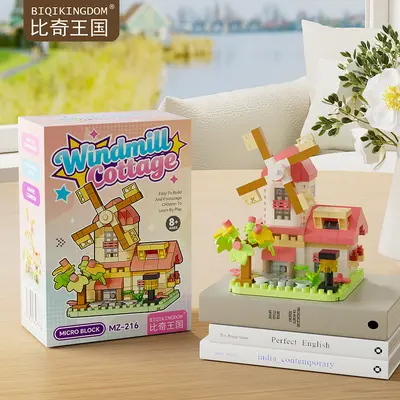 Совместим с Lego Dreamzzz Four Seasons Windmill House Architecture Street View Micro Particle High Building Block Assembly Educational Toy Wholesale Dropshipping