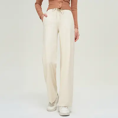 Lulu-Style Women's Wide-Leg Yoga Pants, Fleece Lined, Solid Color - 8