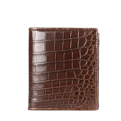Men's Crocodile Leather Wallet, Genuine Leather, Short Vertical - 1