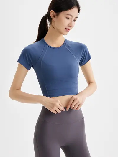 Damen-Yoga-Shirt, Kurzarm, schnelltrocknend - 5