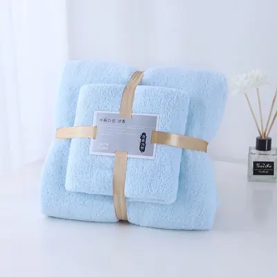 Mercan kadife havlu takımı 2 parça, emici, antibakteriyel - 11