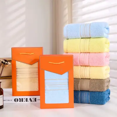 Towel gift set, 100% pure cotton, thick weave with embroidered design - 2