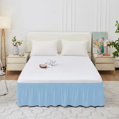 Elastic Pleated Hotel Bed Skirt, Solid Color, Single Size - 9