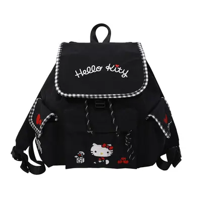 Cat-Print Drawstring Backpack, Large Capacity, Kitty Design - 7