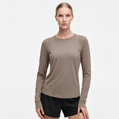Women's Yoga Long Sleeve T-Shirt, Mesh Panels, Moisture-Wicking, Breathable - 9