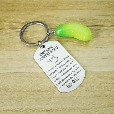 Stainless Steel Cucumber Keychain, Titanium Steel Engraved Full-Colour Print