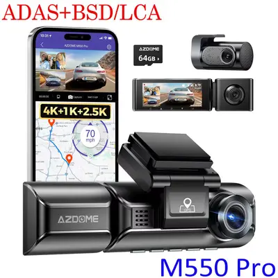 AZDOME araç kamerası üç lens 4K 1080P 1440P GPS