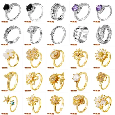 Adjustable Open Copper Rings with Butterfly, Star and Heart Designs